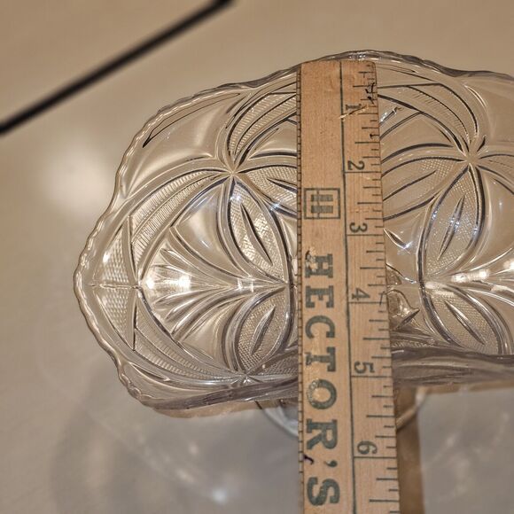 Pressed Glass Compote Footed Banana Fruit Boat Stand Basket Pedestal 8" Tall - Picture 11 of 11